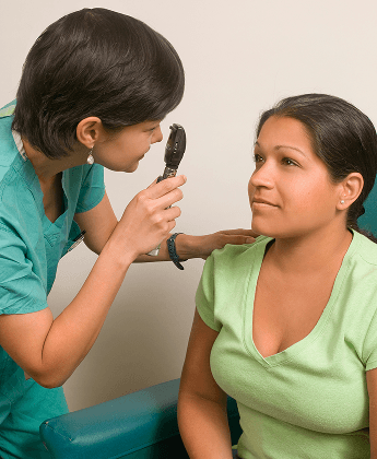 A woman going for an eye exam