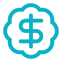 Dollar sign in a wavy badge icon.